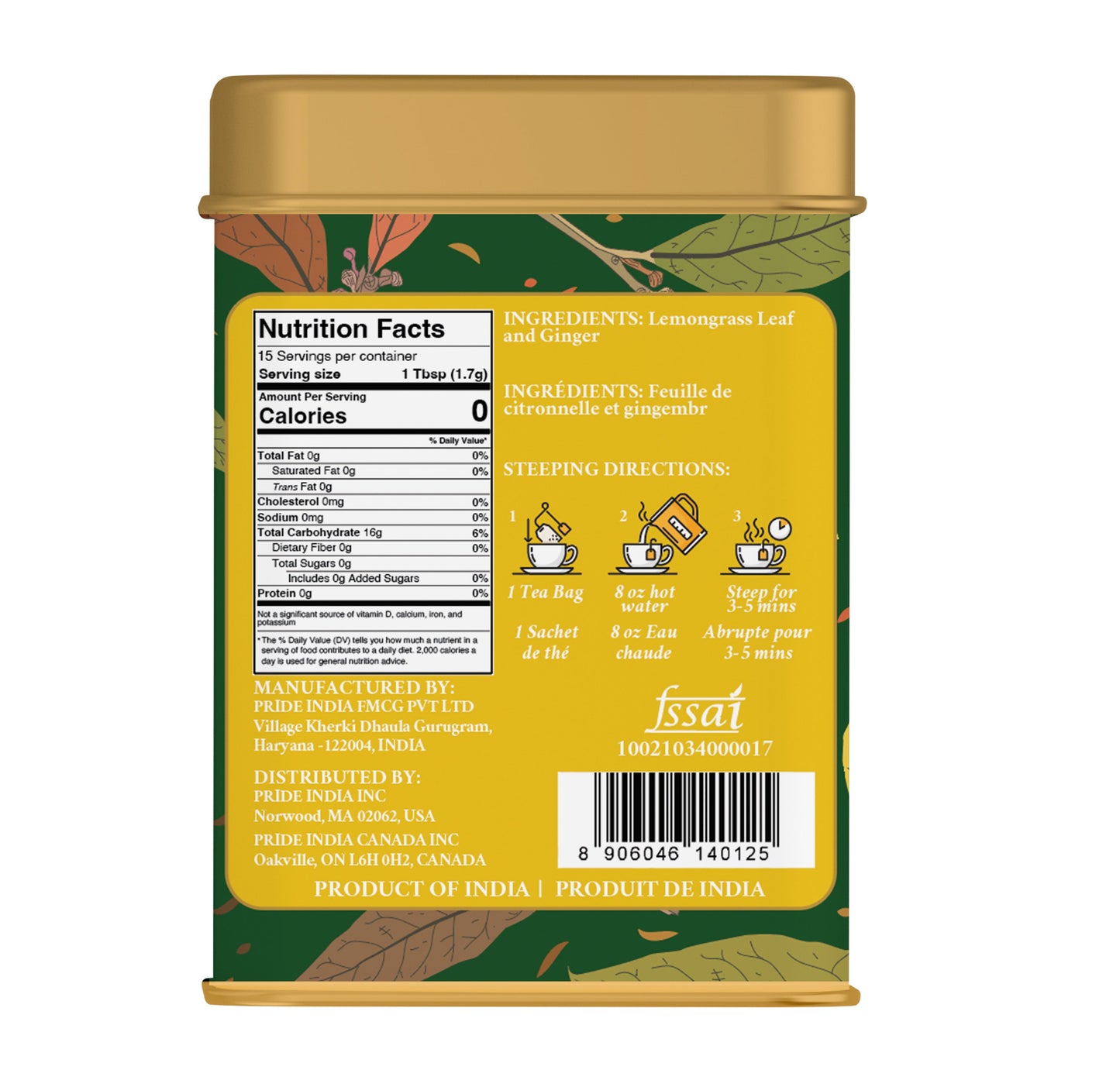 Lemongrass Ginger - Zesty Fresh Tea Bags