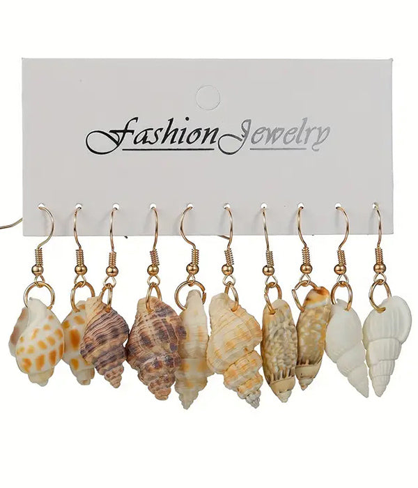 SEALIFE THEME MULTI SHELL EARRING SET-0
