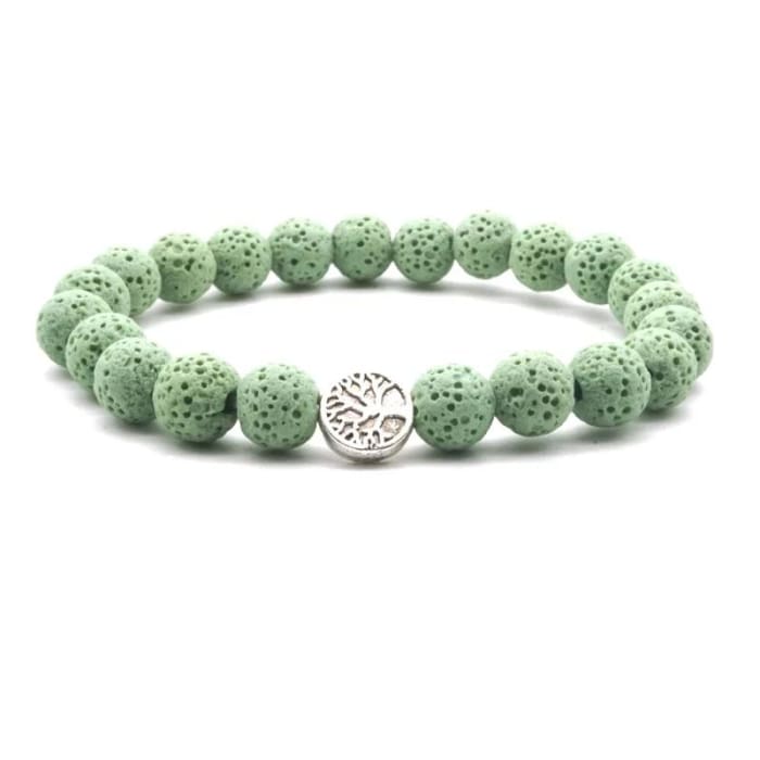 Light Green Lava Stone Tree of Life Essential Oil Bracelet-0