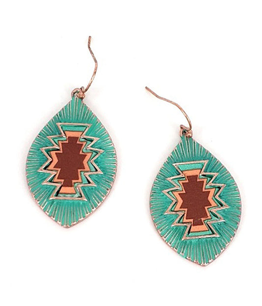 AZTEC PATTERN MARQUISE EARRING -western-0